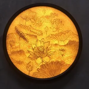 Tranh trúc chỉ mẫu hoa sen T8