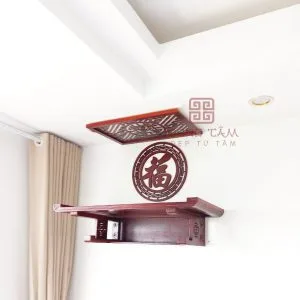 Bàn thờ treo tường kết hợp vách CNC chữ phúc mẫu TT04