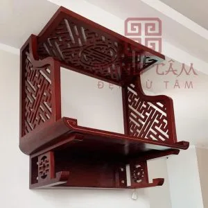 Mẫu bàn thờ treo tường gỗ gụ có vách ngăn TT20