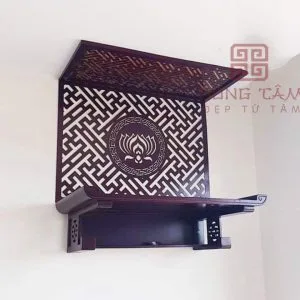 Bàn thờ treo tường gỗ gụ kết hợp vách cnc đẹp TT24
