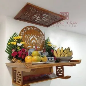 Bàn thờ treo tường gỗ sồi Đồng Tâm