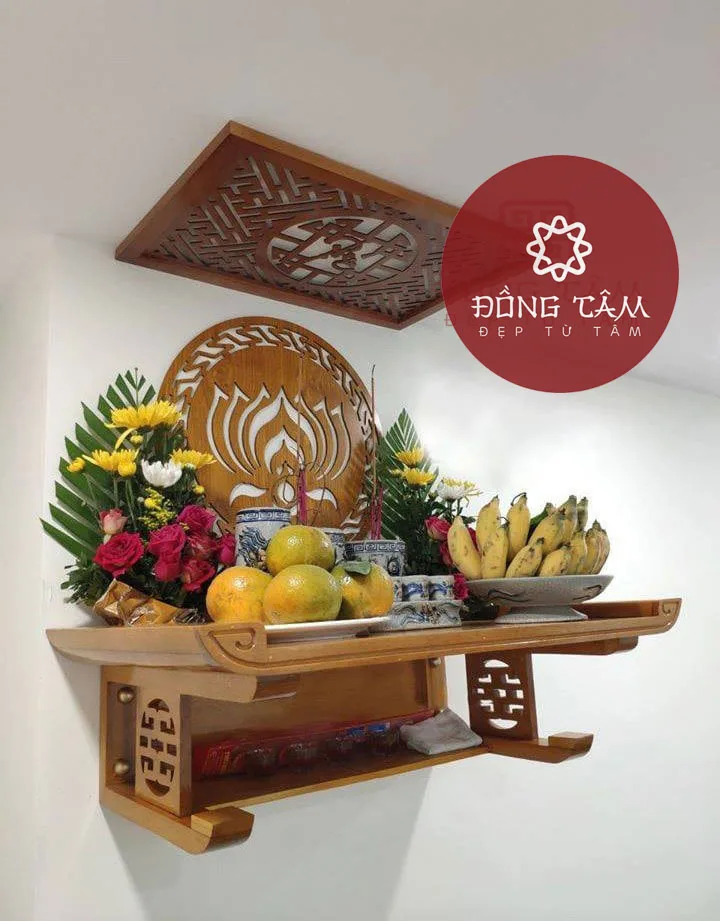 Bàn thờ treo tường gỗ sồi Đồng Tâm