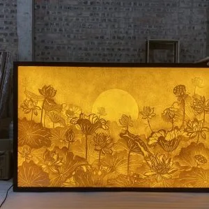 Tranh trúc chỉ mẫu hoa sen T9