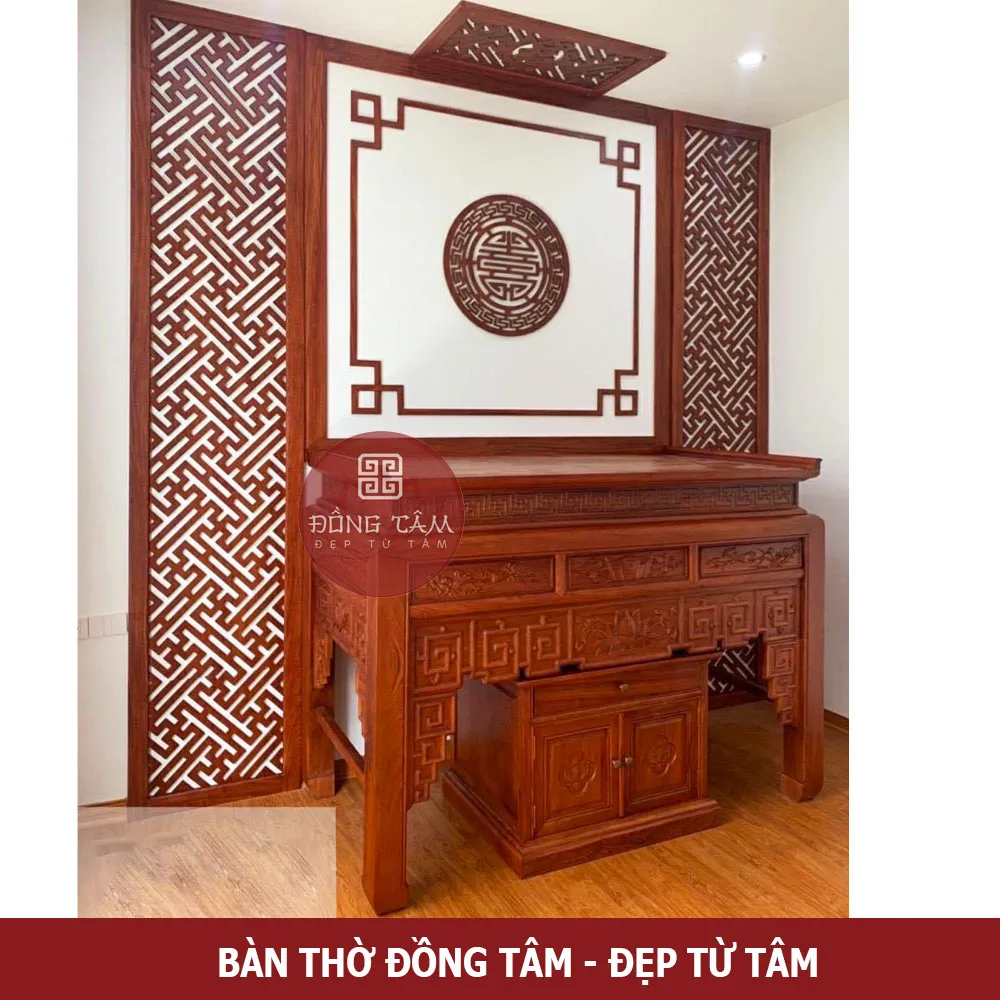 Bàn thờ gỗ gõ đỏ Đồng Tâm Bàn thờ gỗ gõ đỏ đồng tâm