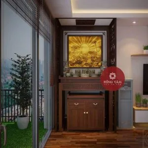 Kích thước bàn thờ chung cư dạng đứng được đóng theo thước Lỗ Ban.