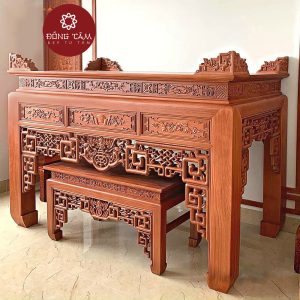 Án gian thờ gia tiên gỗ gụ đẹp trang nghiêm DT04