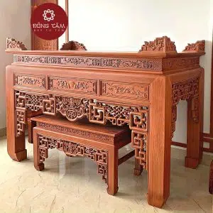 Án gian thờ gia tiên gỗ gụ đẹp trang nghiêm DT04