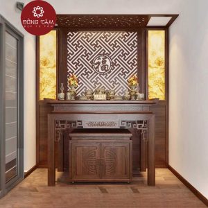Án gian thờ gỗ sồi đẹp hiện đại DT06