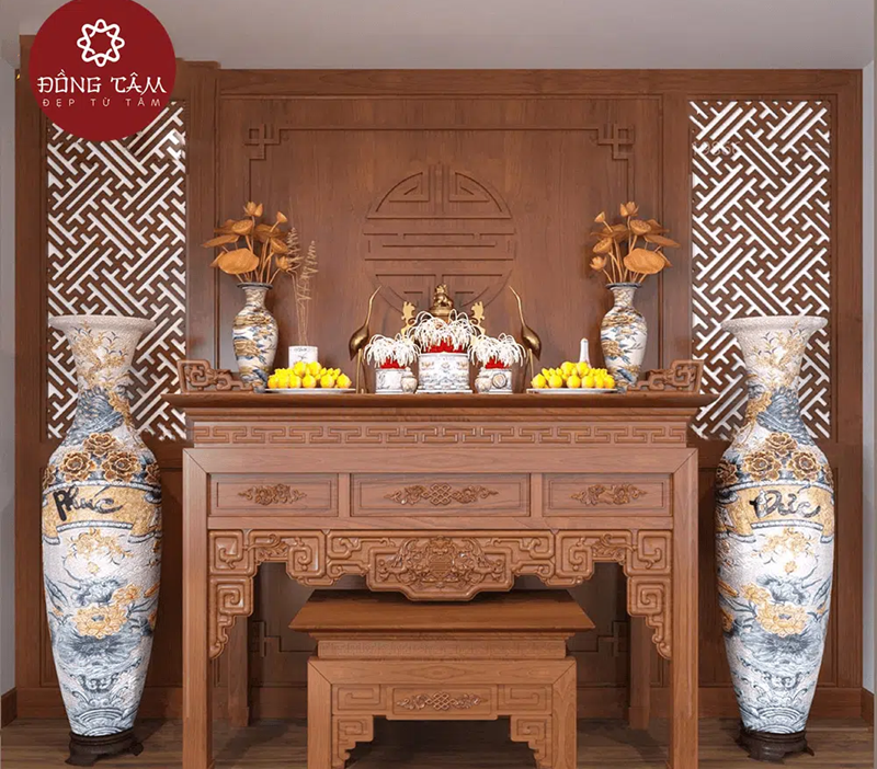 Bàn thờ gỗ hương đỏ dày dặn, chắc chắn và vững chãi Bàn thờ gỗ hương đỏ dày dặn, chắc chắn và vững chãi