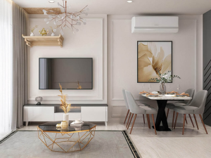 Phòng khách nhà chung cư nên lắp đặt bàn thờ treo tường đẹp gọn gàng, tinh giản