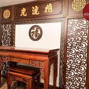 Bàn thờ gỗ gõ họa tiết đơn giản, cao cấp DT32
