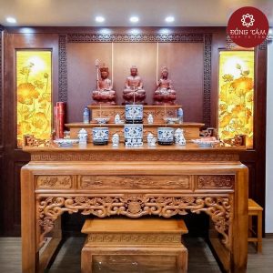 Mẫu bàn thờ đứng gỗ gõ cao cấp DT34