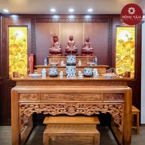 Mẫu bàn thờ đứng gỗ gõ cao cấp DT34