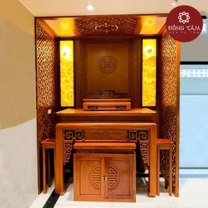 Mẫu sập thờ gỗ gõ hiện đại DT35