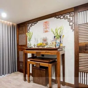 Mẫu bàn thờ gỗ gõ đơn giản hiện đại DT29